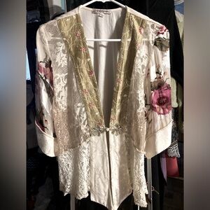 SPENCER ALEXIS Ivory Rose Kimono Jacket size M